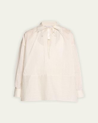 Max Mara Saletta Striped Tie-Neck Blouse