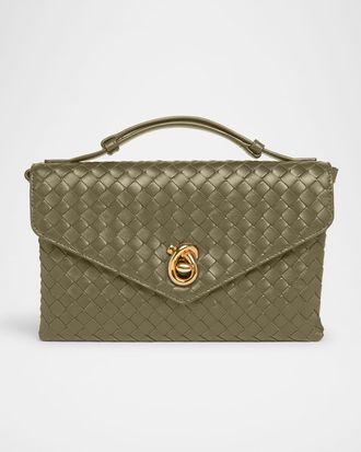 Bottega Veneta Knot Lock Leather Top-Handle Bag