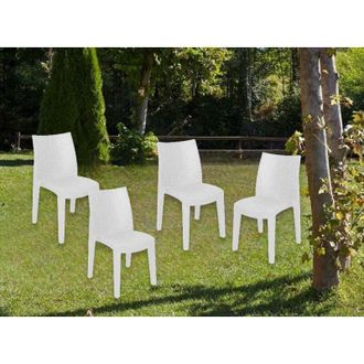 Dmora Sillas De Jard&iacute;n Ravenna, Asiento De Jard&iacute;n, Silla Para Mesa De Comedor, Sill&oacute;n De Exterior Efecto Rat&aacute;n, 100% Made In Italy, Juego De 4, Cm 48x55h86,