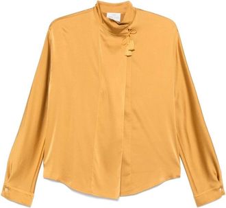 Forte_Forte Amber Yellow High Neck Shirt - Dames - Overhemden - Geel - L - Overhemden