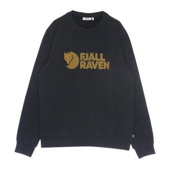 Fjällräven Hoodies & sweatvesten, Heren, Blauw, S, Katoen, Logo Crewneck Sweatshirt Donkerblauw