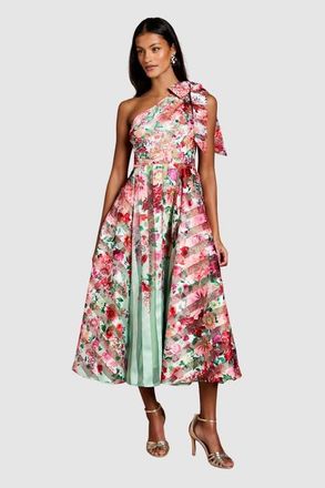 Coast Petite Organza One Shoulder Midi Dress in Sage at Nordstrom, Size 0P