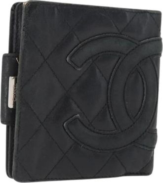 Chanel Pre-owned Vintage Leren Portemonnee - Dames - Vintage Accessoires - Zwart - ONE Size - Leer - Vintage