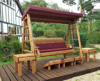 Charles Taylor Trading Dorset Three Seater Swing Burgundy in Brown