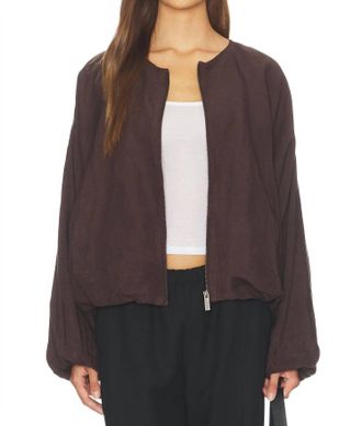 Sanctuary Linen Bubble Jacket In Rich Soil