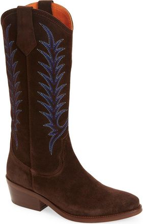 Penelope Chilvers Goldie Embroidered Cowboy Boot in Ebony at Nordstrom, Size 10Us