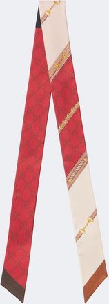 Gucci Pa&ntilde;uelo de sarga de seda con GG y Horsebit