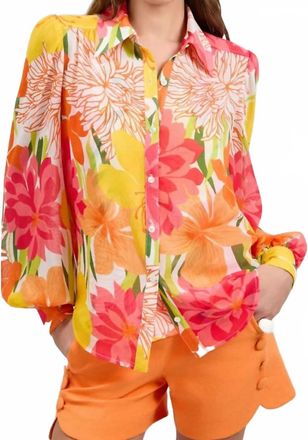 Trina Turk Monte Airy Button Down Shirt In Multi