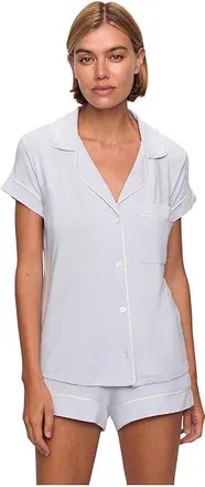 Eberjey Gisele - Shortie Short PJ Set Womens Pajama Sets Ice Blue/Ivory : XS, Modal/Spandex