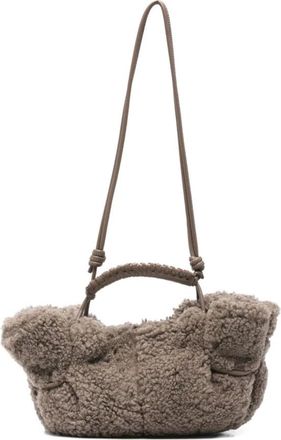 Hereu Grijze Gevlochten Top Handvat Knoop Tas - Dames - Handtassen - Grijs - ONE Size - Tassen