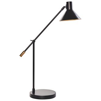 Beliani Beliani - L&aacute;mpara De Mesa Moderna Metal Hierro Pantalla Y Brazo Ajustables Negro Pinkeen