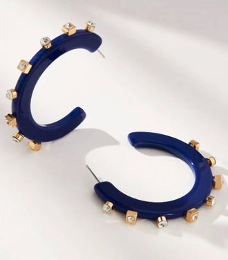 Smith & Co Womens City Girl Hoops In Navy Crystal