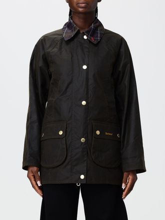 Barbour Short Shirt Jacket in Waxed Cotton with Check Collar