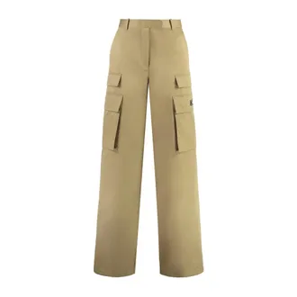 Versace Wide Trousers, female, Beige, Size: XS Wide-Leg Cargo Pants