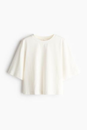 H&M Pima Cotton Top in Ivory at Nordstrom, Size X-Large
