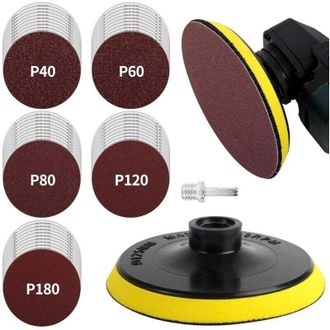 OEM Discos De Lijado De 125 Mm Con Rosca M14, 50 Discos Abrasivos Para Amoladora Angular, 10 Granos (40/60/80/120/180) Para Lijado, Pulido Y Eliminaci&oacute;n D