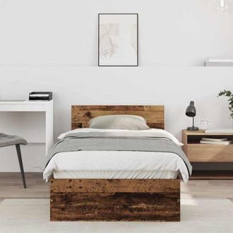 vidaXL Bed Frame with Headboard Old wood 90 x 190 cm Engineered Wood Vidaxl