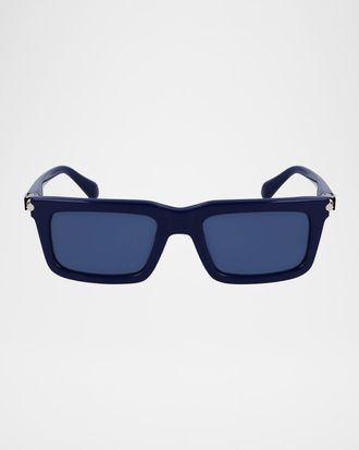Ferragamo Men & apos;s Prisma Modified Acetate Rectangle Sunglasses, 53mm