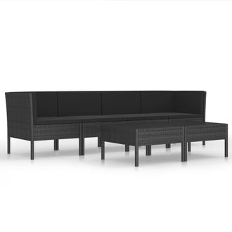vidaXL 6 Pcs Garden Lounge Set Con Vime Pe Negro