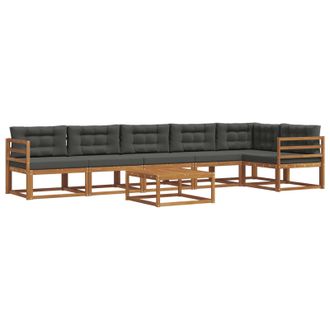 vidaXL Conjunto De Sof&aacute;s De Exterior 7 Pcs Natural Y Antracita Vidaxl