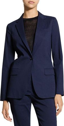 Theory Linen Blend Staple Blazer in Midnight Navy at Nordstrom, Size 00