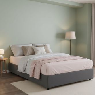 Talamo Italia Talamo Italia - Cama De Plaza Y Media Arianna, Cama Contenedor Con Revestimiento De Tela, 100% Made In Italy, Apertura Frontal, Adecuado Para Colch&oacute;n 