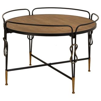Wanderlust Deco Mesa De Centro De Madera Y Metal Negro 78x78x53h Cm