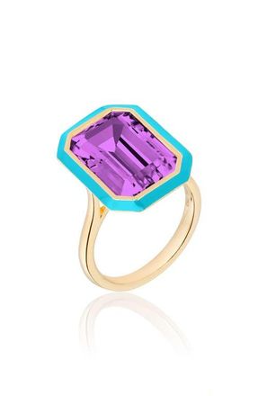 Goshwara Queen Emerald Cut Ring in Purple /Turquoise at Nordstrom, Size 7