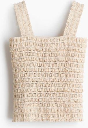 H&M Lace Jersey Sleeveless Top in White at Nordstrom, Size X-Small