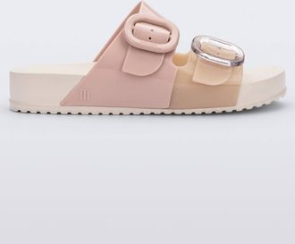 Melissa Womens Buckled Cozy Slide In Beige Pink
