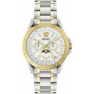Versace V-Galaxy Moonphase Horloge - unisex - Accessoires - Grijs - Maat: ONE Size Leer
