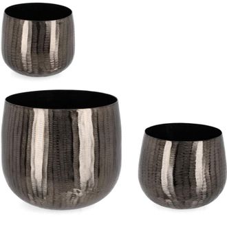 BIZZOTTO Set 3 portavaso chisel antracite in alluminio artigianale uso decorativo -Antracit