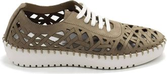 Eric Michael Womens Dolores Laser-Cut Leather Casual Sneaker In Safari Nubuk