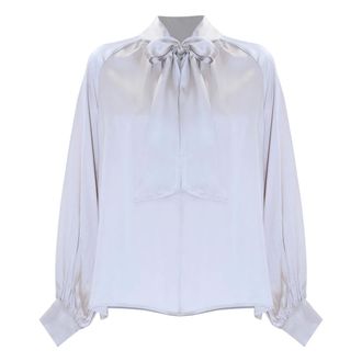 Kocca Blouses, female, White, Size: XL Chic Long Sleeved Blouse with Bow