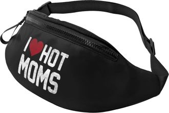 Generic I Love Hot Moms Waist Packs Belt Bag With Headphone Jack Fanny Pack For Gym Cycling Running 14X35Cm