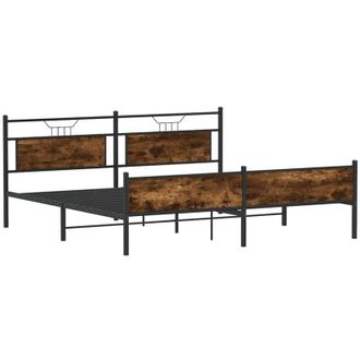 vidaXL Estructura De Cama Sin Colch&oacute;n Metal Roble Ahumado 193x201 Cm Vidaxl