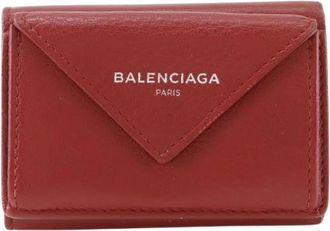 Balenciaga Pre-owned Paper Mini Wallet Calfskin Trifold Wallet - Dames - Vintage Accessoires - Rood - ONE Size - Leer - Vintage