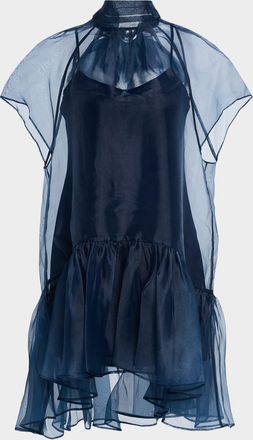 SIMKHAI Beaux Tiered Organza Mini Dress