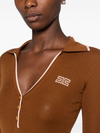 Elisabetta Franchi Ribbed Knit Blouse - Camel