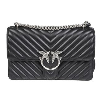 Pinko Classic Love Bag One Chevron - Dames - Schoudertassen - Zwart - ONE Size - Katoen - Tassen