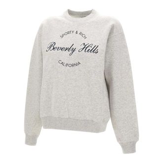Sporty & Rich Sweatshirts, female, Gray, Size: XS Beverly Script Crewneck