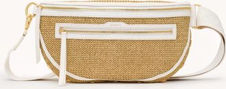 Hammitt Hammitt Charles Crossbody Calla Lily White Raffia Brushed Gold Hammered Lrg