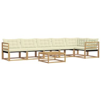 vidaXL Conjunto De Sof&aacute;s De Exterior 7 Pcs Blanco Y Crema Vidaxl