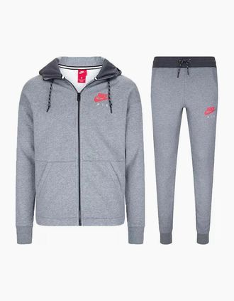 Nike Mens Nike Air Full Zip Mens Fleece Hooded Tracksuit Grey - Size: XL