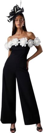 Coast Bardot Wide Leg Jumpsuit in Mono at Nordstrom, Size 14