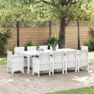vidaXL Conjunto De Comedor De Jard&iacute;n 11 Pcs Blanco Ratan Polt Vidaxl