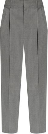 Victoria Beckham Straight Trousers, female, Gray, Size: S Wool trousers with pleats