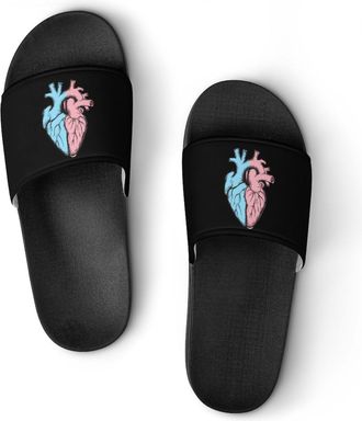 Generic Transgender Heart Trans Proud Unisex Beach Slippers & Pool Slides Anti-Slip House Shoes for Home Outdoor