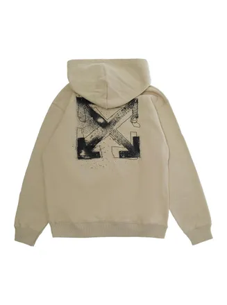 Off-white Spray-Effect Logo Hoodie - Gray