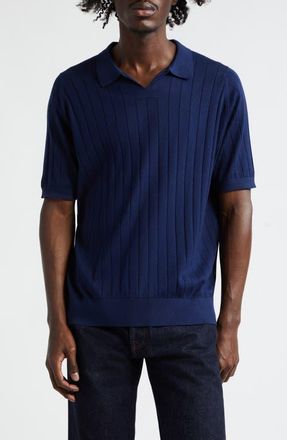 John Smedley Roper Skipper Cotton Polo Sweater in French Navy at Nordstrom, Size X-Large